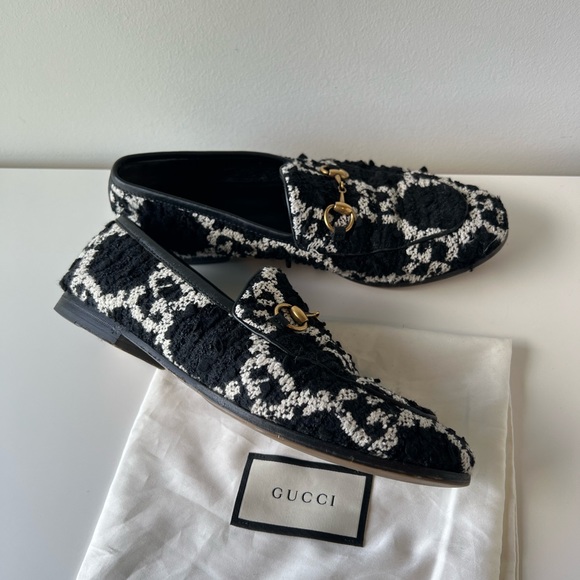 Gucci women’s tweed Jordan loafer black and white GG size 37 - Picture 3 of 8